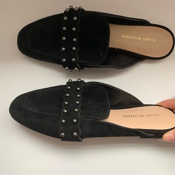 Stuart‎ Weitzman Superstud Suede Black Mule Sz 5 $395 - Picture 3 of 5